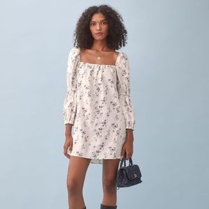 NWT Reformation Linen Jerri Long Sleeve Shift Dress